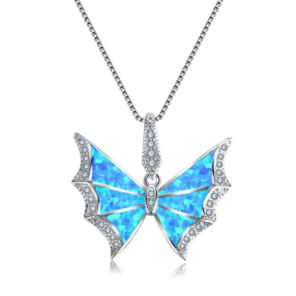 Simple Fashion Trend Ladies Butterfly Pendant Necklace Creative Personality Party Popular Zirconia Female Necklace Accessories