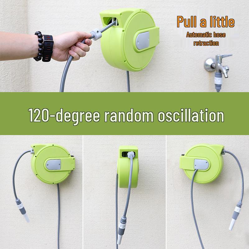 Automatic Retractable Hose Reel with High-Pressure Spray Gun for Car Washing and Household Use
