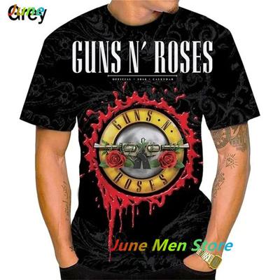 NewN Roses 3D Printed T-Shirts Rock Band Skull Streetwear Men Women Vintage O-Neck  T Shirt