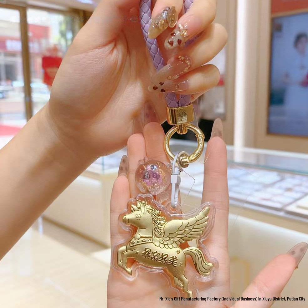 Pegasus 999 Pure Gold Keychain Princess Pendant - Good Luck New Year Gift