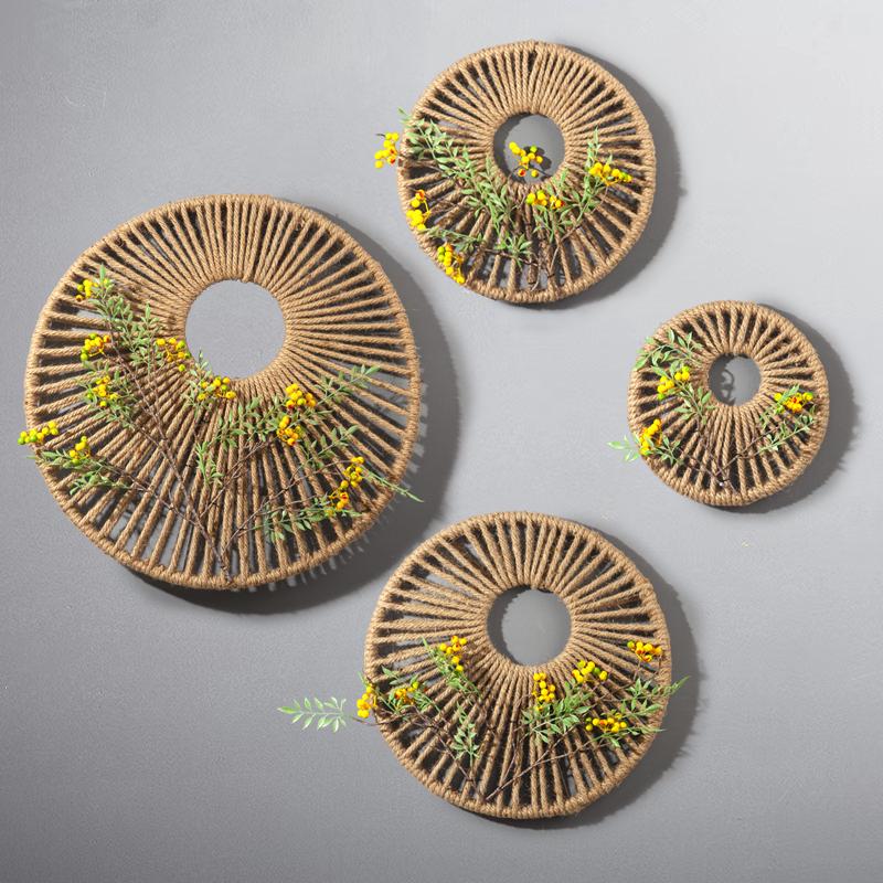 Rattan Woven Round Wall Decor for Living Room Background Wall Macrame Hanging