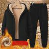 Men's Lambskin Casual Sports Suit - Autumn/Winter, Loose Fit, Plus Size, Velvet-Thickened, Hooded Sweater Set
