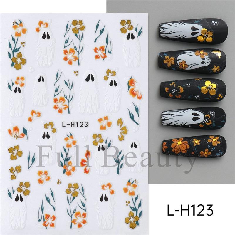 New nail art stickers ins Halloween cute flowers ghost mirror ghost bat adhesive nail stickers