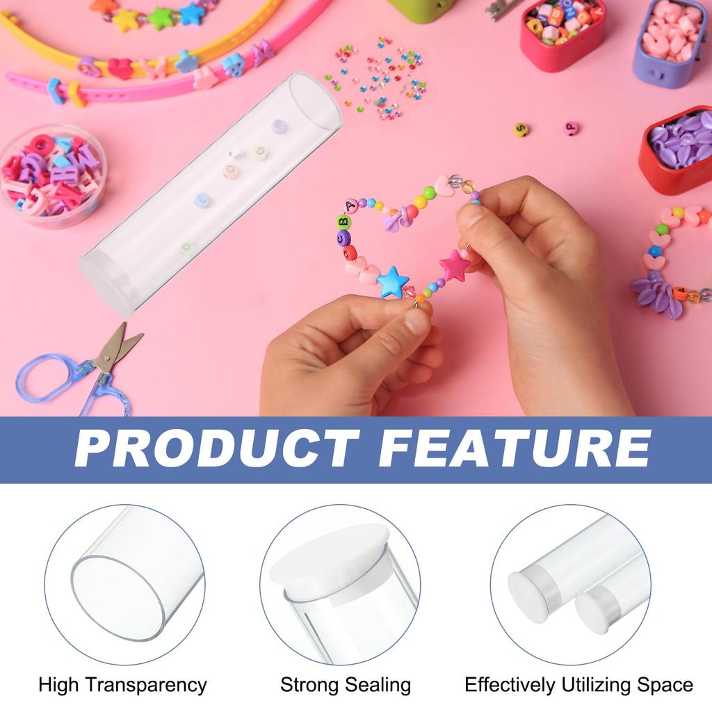 PATIKIL Clear Rigid Tubing, Round Plastic Tubing with End Caps, Polycarbonate Water Pipe, 400mm/16" Length, 12mm X 13mm/0.47" X 0.51", Set of 2