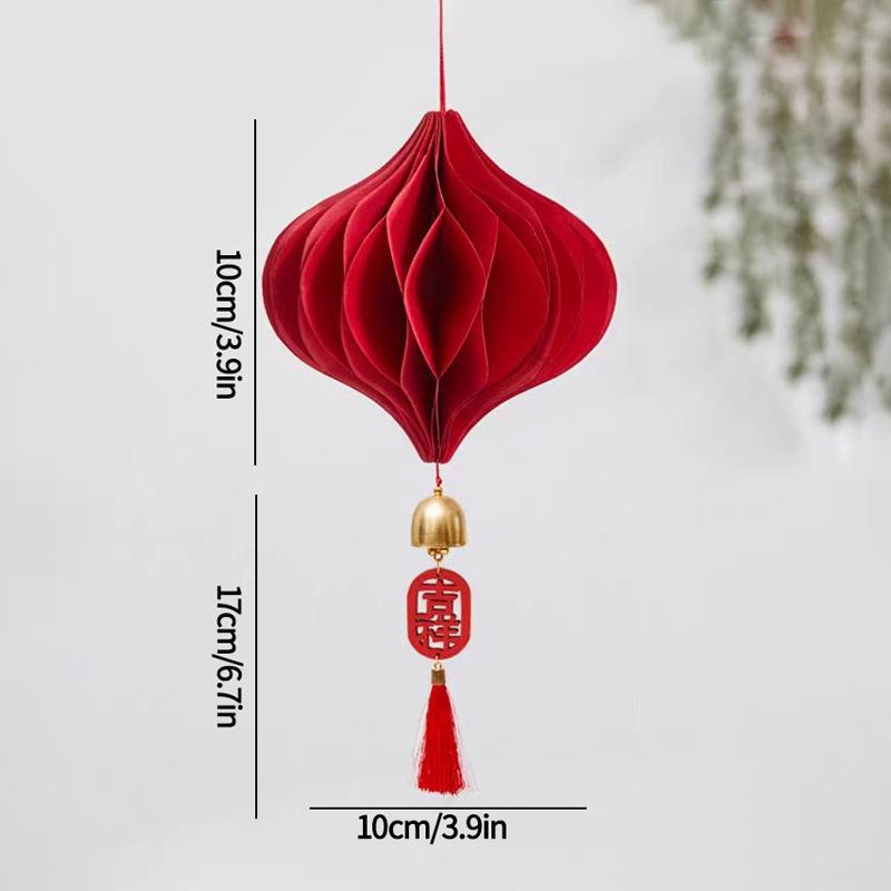 3D Chinese New Year Decorations 2026 Spring Festival Honeycomb Lucky Hanging Ornament Paper Lanterns Ornament with Bell Decor