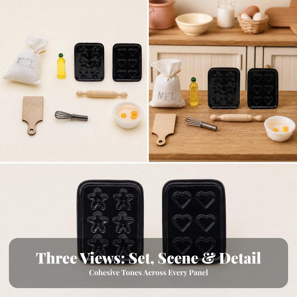 Miniature Dollhouse Pastry Accessory Set Kitchen with Detailed for