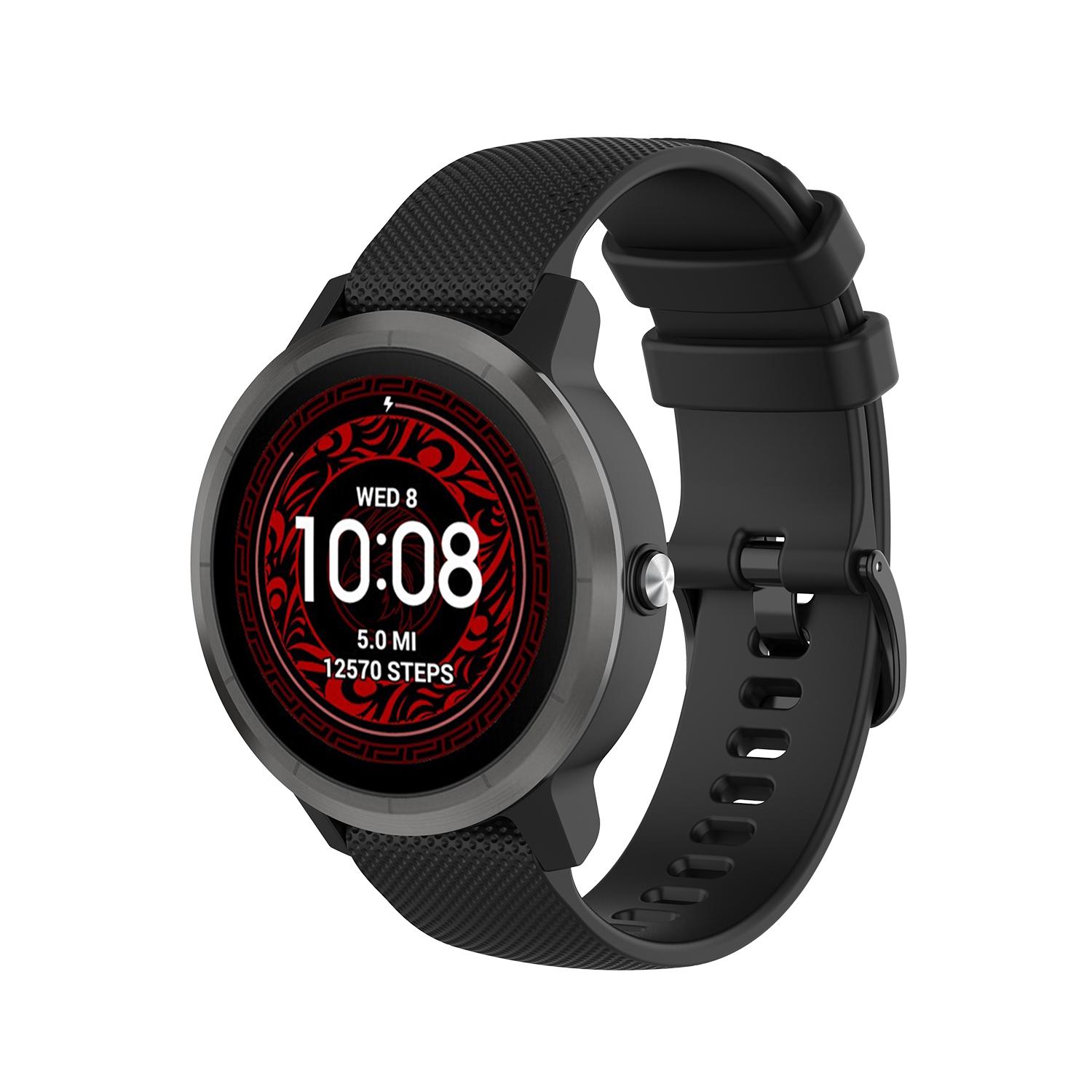 

20mm Silicone Watchband Strap for Samsung Galaxy Watch 5 Watch4/Garmin Forerunner 570 42mm Grid Texture Smart Watch Band Replacement Black