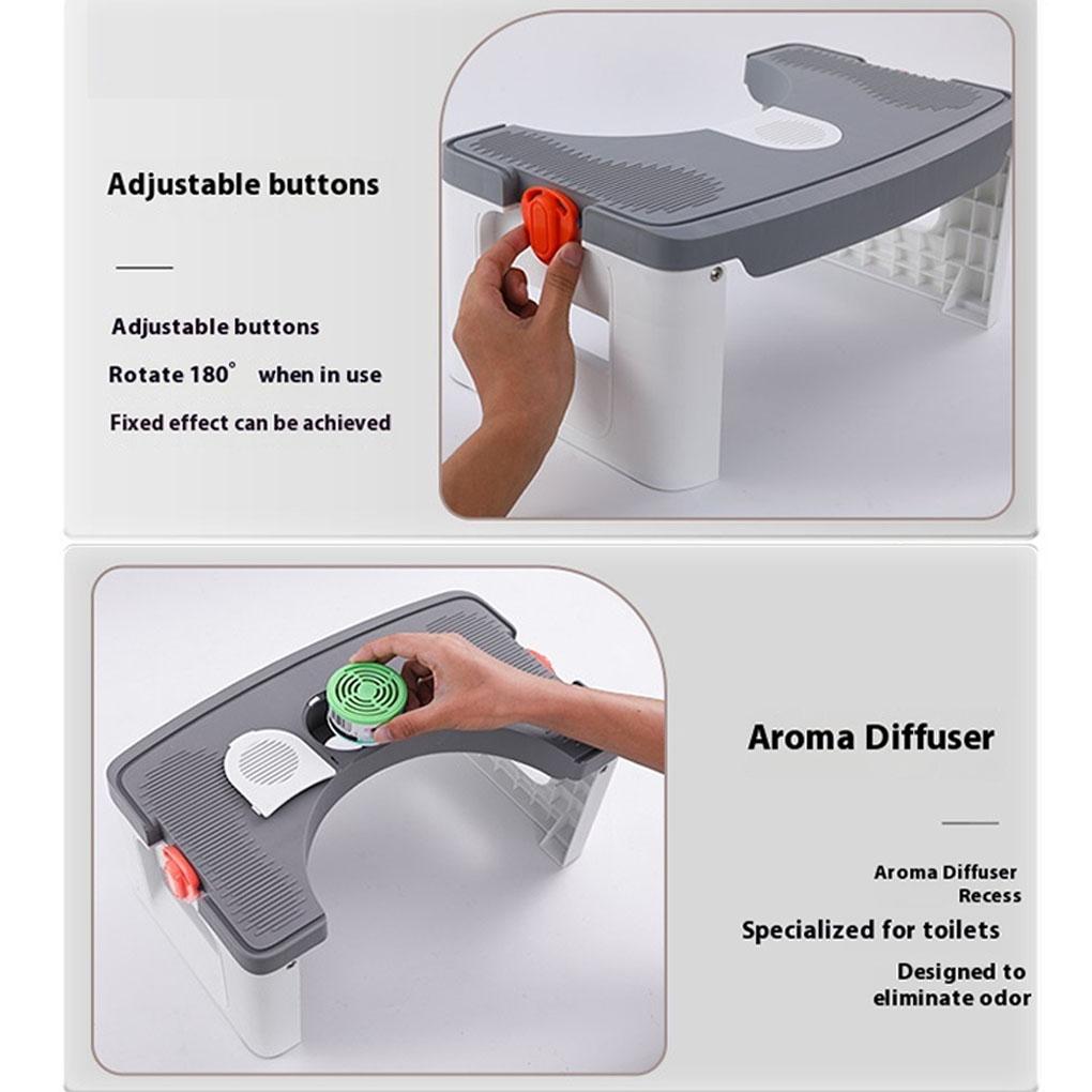 Foldable Toilet Stool With Circular Arc Easy To Store Fits Most Toilets Double Anti Slip Stability