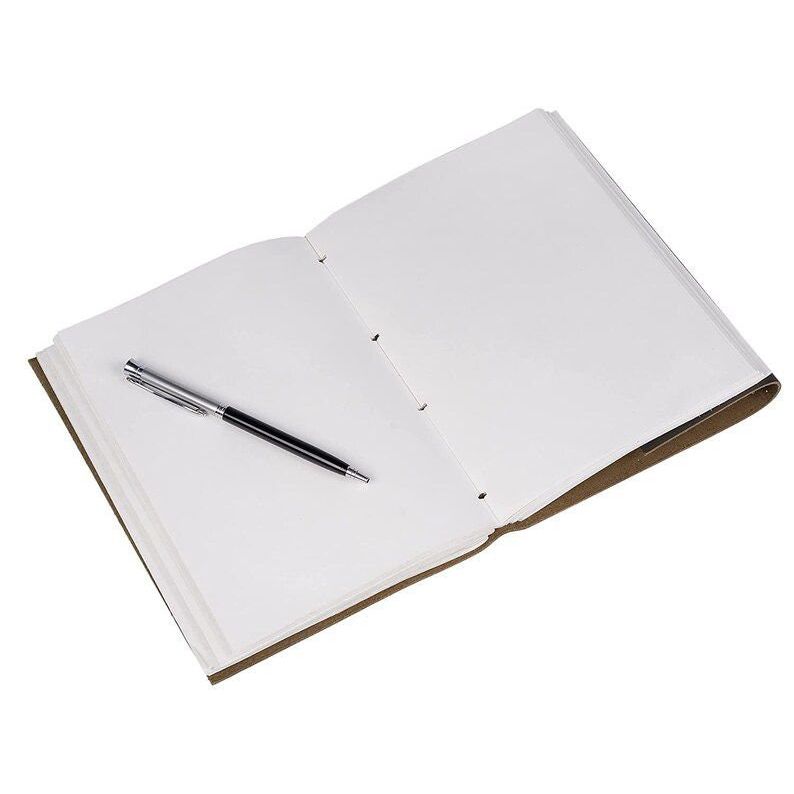 LARGE Leather Journal Handmade Journal 7 Stones On Top Handcrafted with Pure Leather Blank Spell Book of Shadows Grimoire Deckle Edge Paper