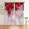 2stk Red Rose Abstrakt Marmormønster Gardiner Stanglomme Valentinsdagsdekorasjon Trykt Lysfiltrerende Kjøkkengardin