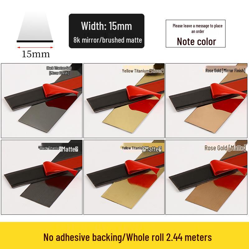 Self-Adhesive Titanium Gold Stainless Steel Trim Strip for TV Wall & Ceiling