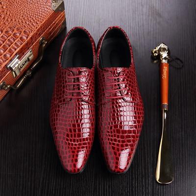 Fashion LuxuryGrain Mens Dress Shoes Slip-On Oxfords Leather Shoes Pointed Toe Formal Business Shoes Plus Size Casual Flats
