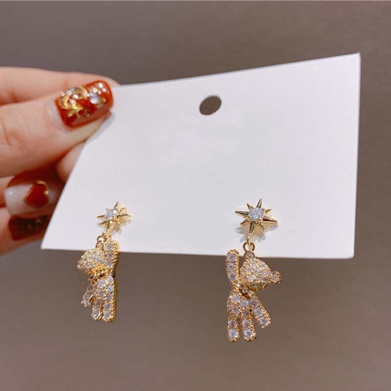 S925 Silber Diamant Geometrisch Koreanische Blume Perlenohrringe