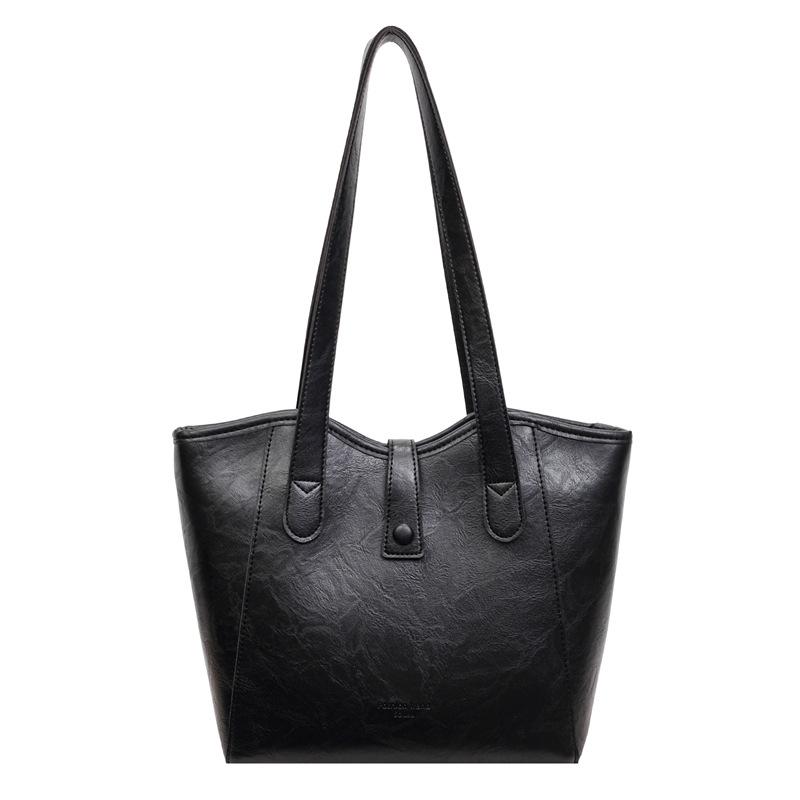 Classic Leather Tote Bag with Top Handle Large Capacity Everyday Fashion Shoulder Bag for Women