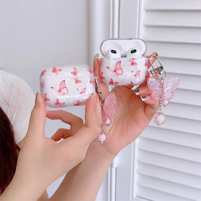 For Airpods 4 3 2 1 Case Cute Glitter Bow knot butterfly Shell pattern Crystal Soft Clear Earphone Cover For Airpods Pro 2 3 Protective