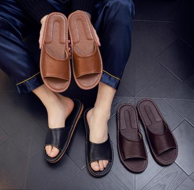 2024 Genuine Leather Slippers Homes In Indoor Slipper Summer Open Toe Sandals Men Women Elderly Casual Slides Shoes
