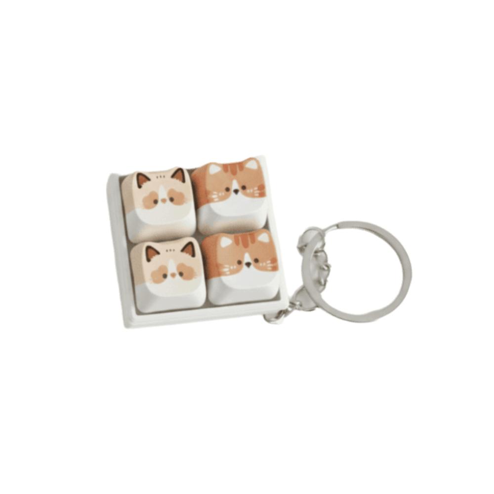 Finger-Tip Pressing Fidget Keychain Cat Fidget Toy Keyboard Fidget Toy Keycap Keychain  Gifts