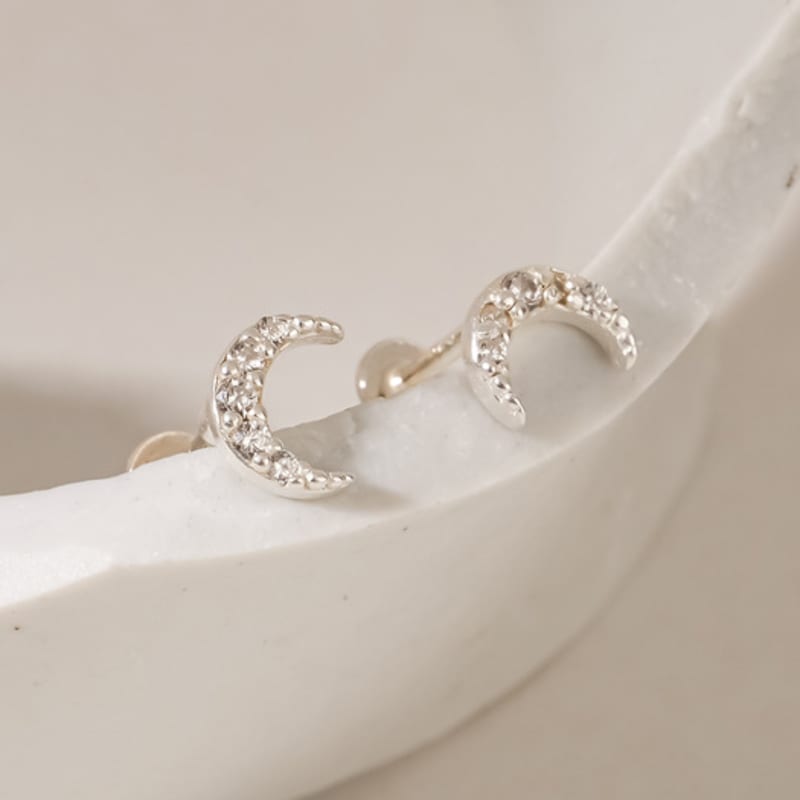 JEWNEL (1+1)Silver925 Simple Cubic Moon Labret Piercing