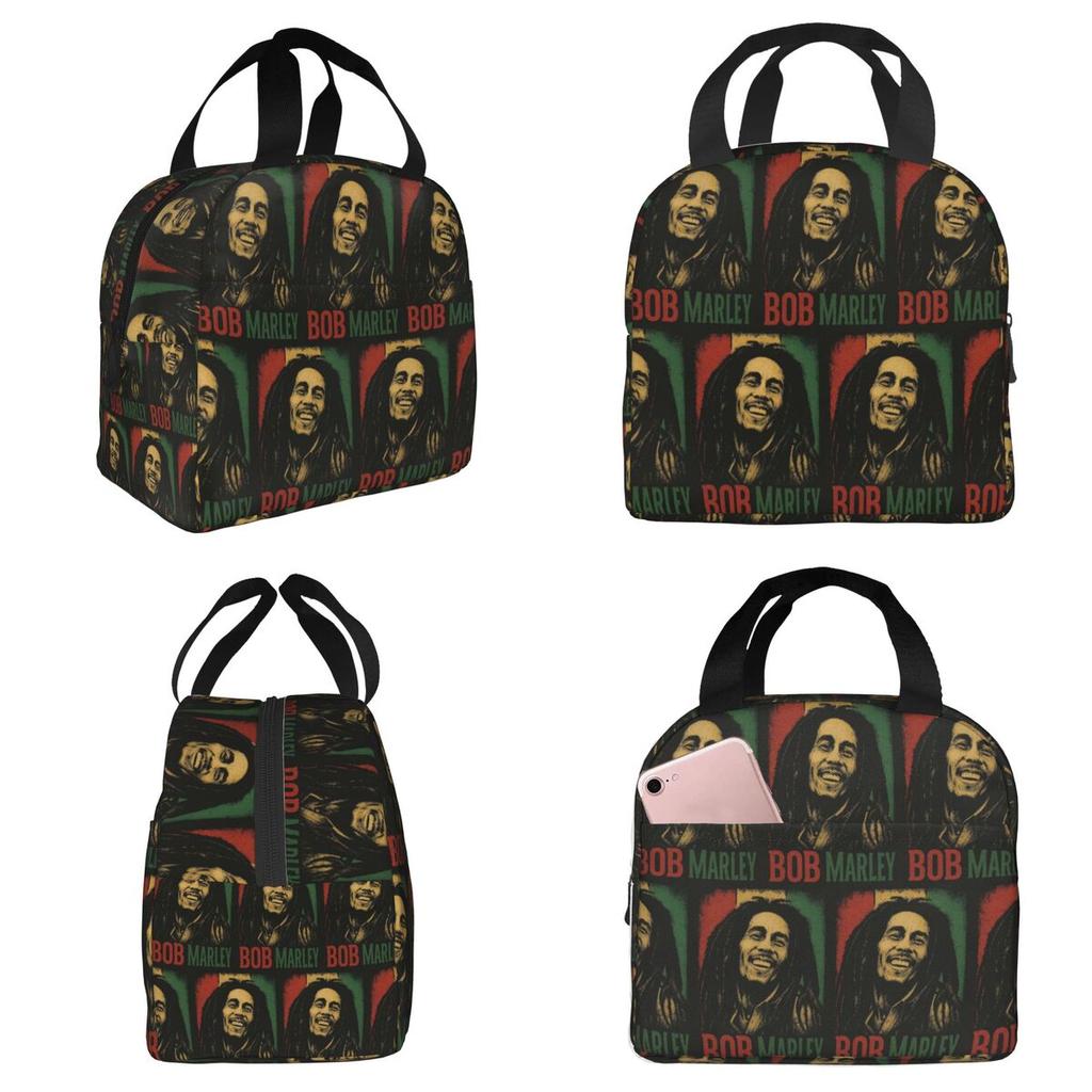 Bob Marley Album Musique Reggae Style Jamaïcain Sac Repas Isotherme pour Femmes Glacière de Bureau Boîte Thermique Alimentaire Sac Tote Sacs Repas