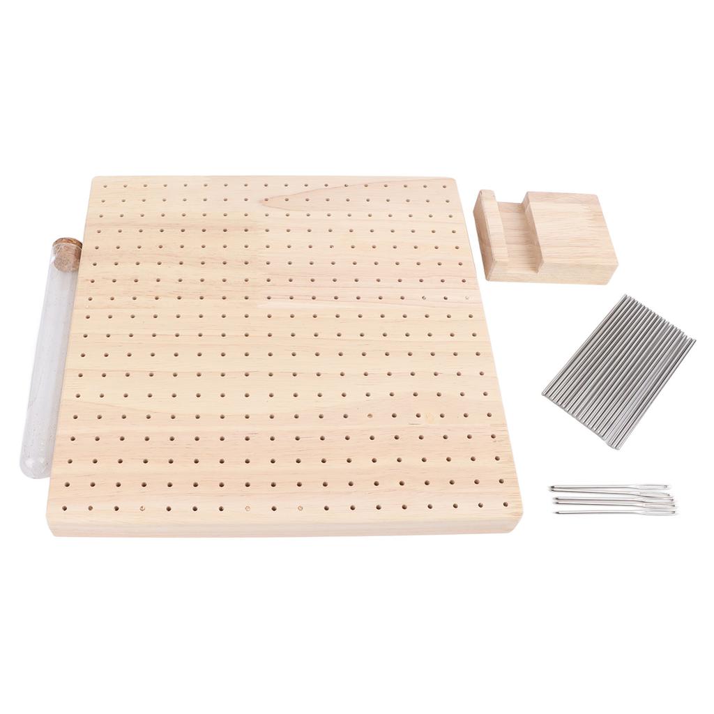 9.3in Rubber Wooden Crochet Blocking Board Crochet Accessories with 20pcs Steel Pins Stand for Knitting Crochet Projects
