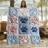 1pc Paw Print Throw Blanket - Soft Flannel Lightweight All-Season Bedspread with Pastel Colors