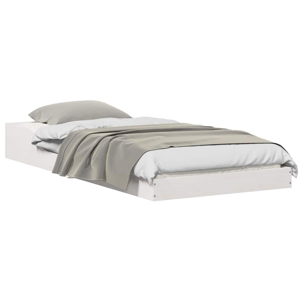 Bed Frame White 100 x 220 cm Solid Pine Wood
