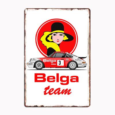 Droogmans Belga team 911 RS1800 Auto da Corsa Rally Vintage Cartello Metallico Poster Garage Decorazione Casa Personalizzata Decorazione Stanza Decorazione Murale