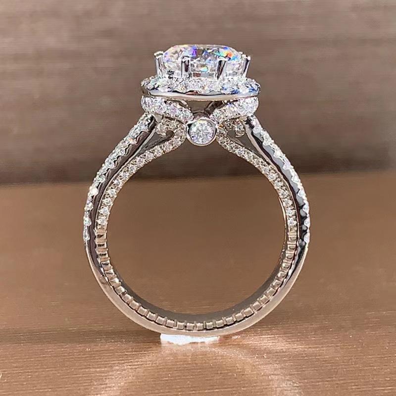 Live Fashion Classic Eight Claw Copper Micro-Inlaid Zircon Ring Women'S Super Flash Diamond Wedding Ring Diamond Ring