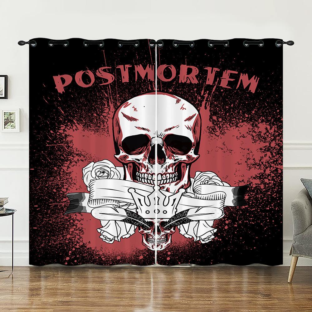 Curtains Skull Rose Magic Curtains Bedroom Living Room Blackout Curtain Perforated
