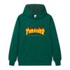 W02-1 Unisex Thrasher Flame Print Hoodie Men Casual Loose Long Sleeve Hooded Sweatshirt Streetwear Pullover