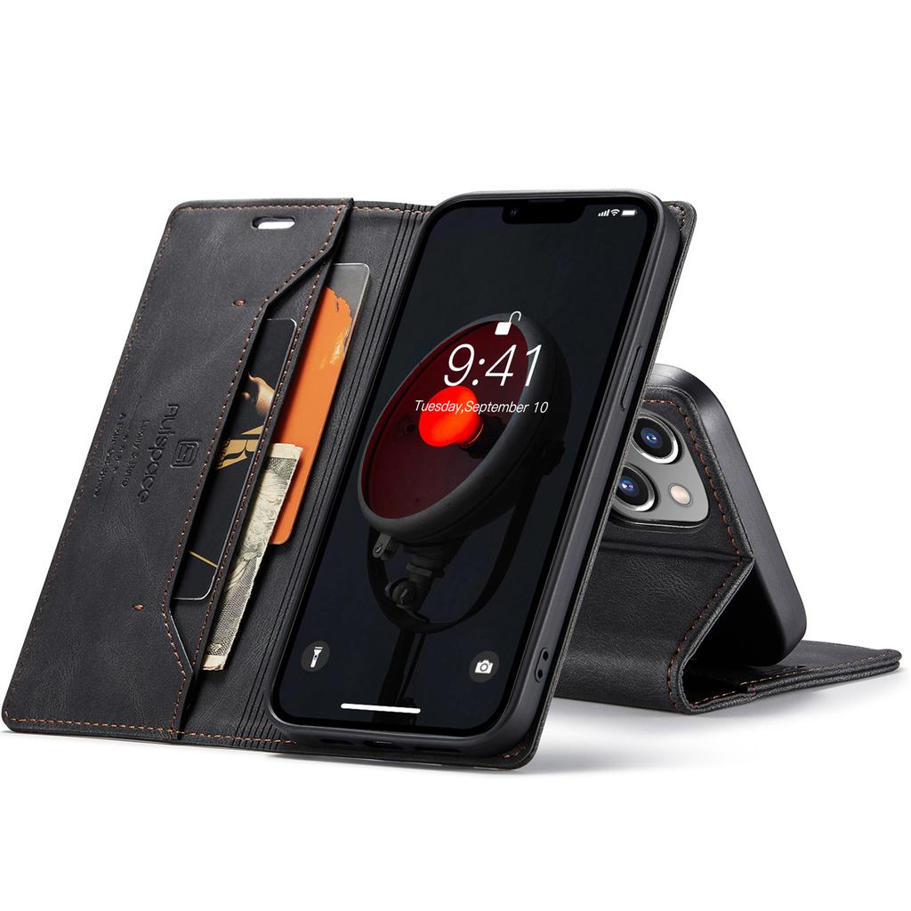 For iPhone 14 Plus Vintage Leather Flip Wallet Case with RFID Blocking Card Slot, Matte Retro Folio Cover for Women Men (4 Colors)