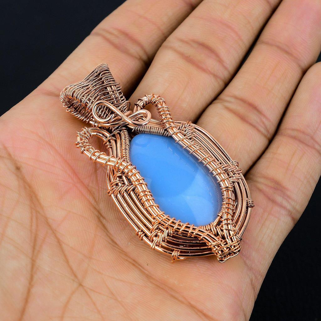 Smithsonite 999 Copper Wire Wrapped Pendant Handmade Gemstone Jewelry, Gifts For Wife Brand New Pendant