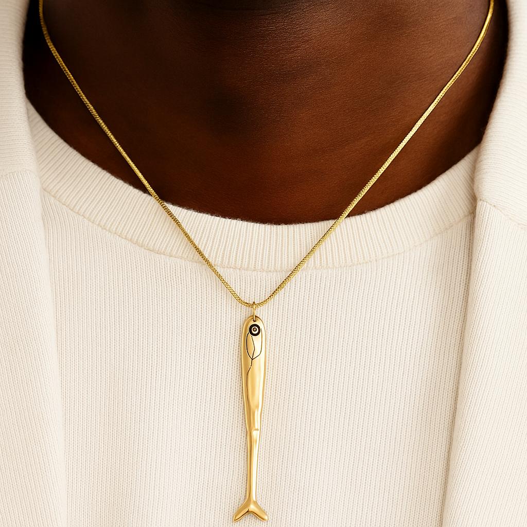 Dainty Ocean-Inspired Chain Jewelry Lightweight Stainless Steel Minimalist Waterproof Sardine Fish Pendant Necklace