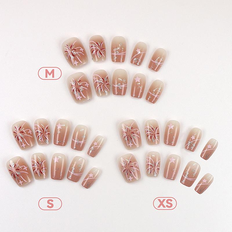 

30 шт. Румяна Фейерверки Ношение Накладные ногти с клеем Съемные Звезды Накладные ногти Короткие Квадратные Накладные ногти Накладные типсы