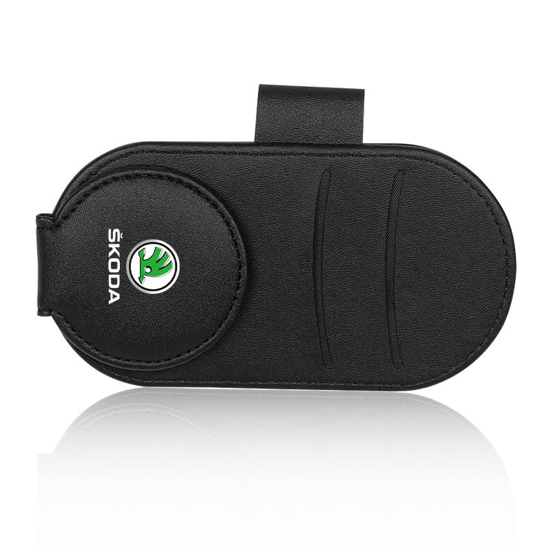 Car Multifunction Sunglasses Clip Card Ticket Holder Stand Eyeglasses for Skoda Octavia Fabia A7 Kamiq Kapoq Kodiaq Rapid SCALA Superb Yeti Derivati