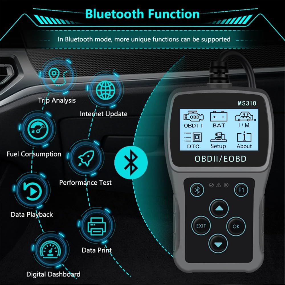 Skaner Bluetooth OBD2 Narzędzie Diagnostyczne, 3-w-1 Czytnik Kodów Błędów Silnika Samochodowego i Kasowanie Kodów Tester Akumulatora Samochodowego Skaner dla Samochodów Wszystkie OBDII od 1996