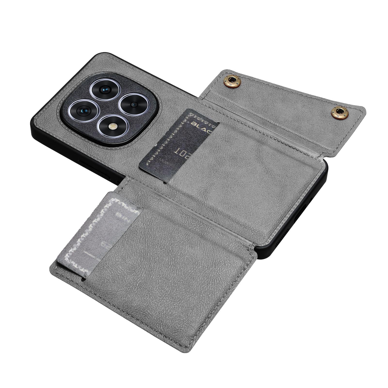 

For Xiaomi Redmi Note 14 Pro+ 5G Case Card Slots Kickstand Leather+TPU Phone Cover Black