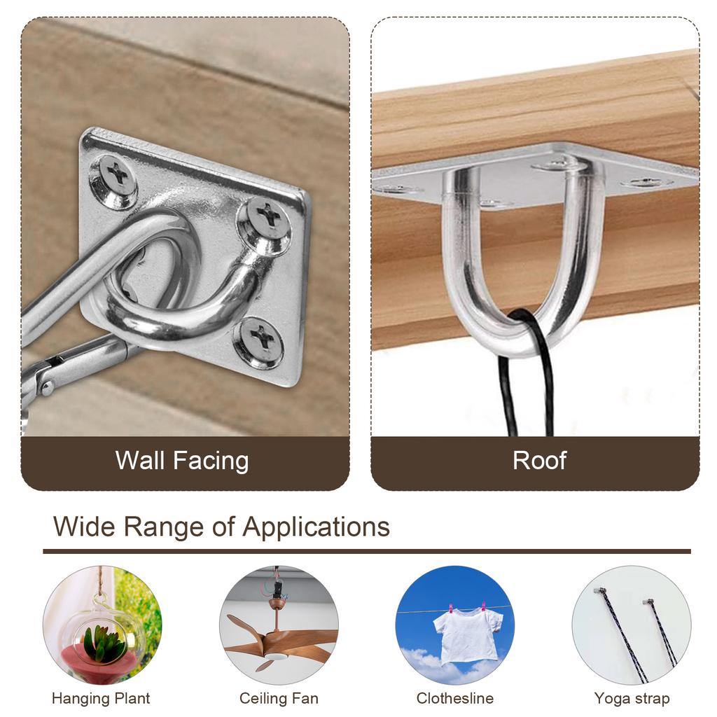 36Pcs Stainless Steel Square Base Connecting Hooks with Matching Fixing Nails for Daily Indoor and Outdoor Handcraft Installation
