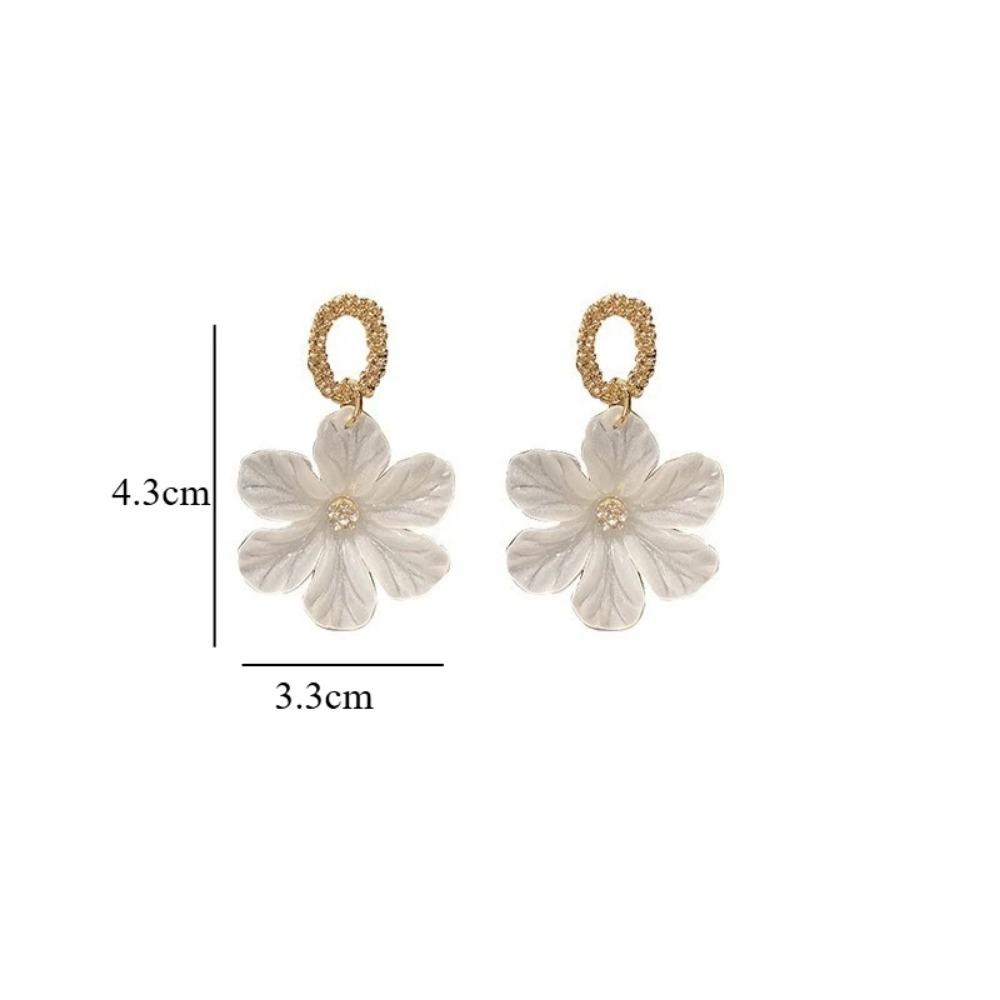 Women’s Irregular Acrylic Flower Drop Earrings, European American Long Dangle Earrings, Fashion Party Jewelry Gift