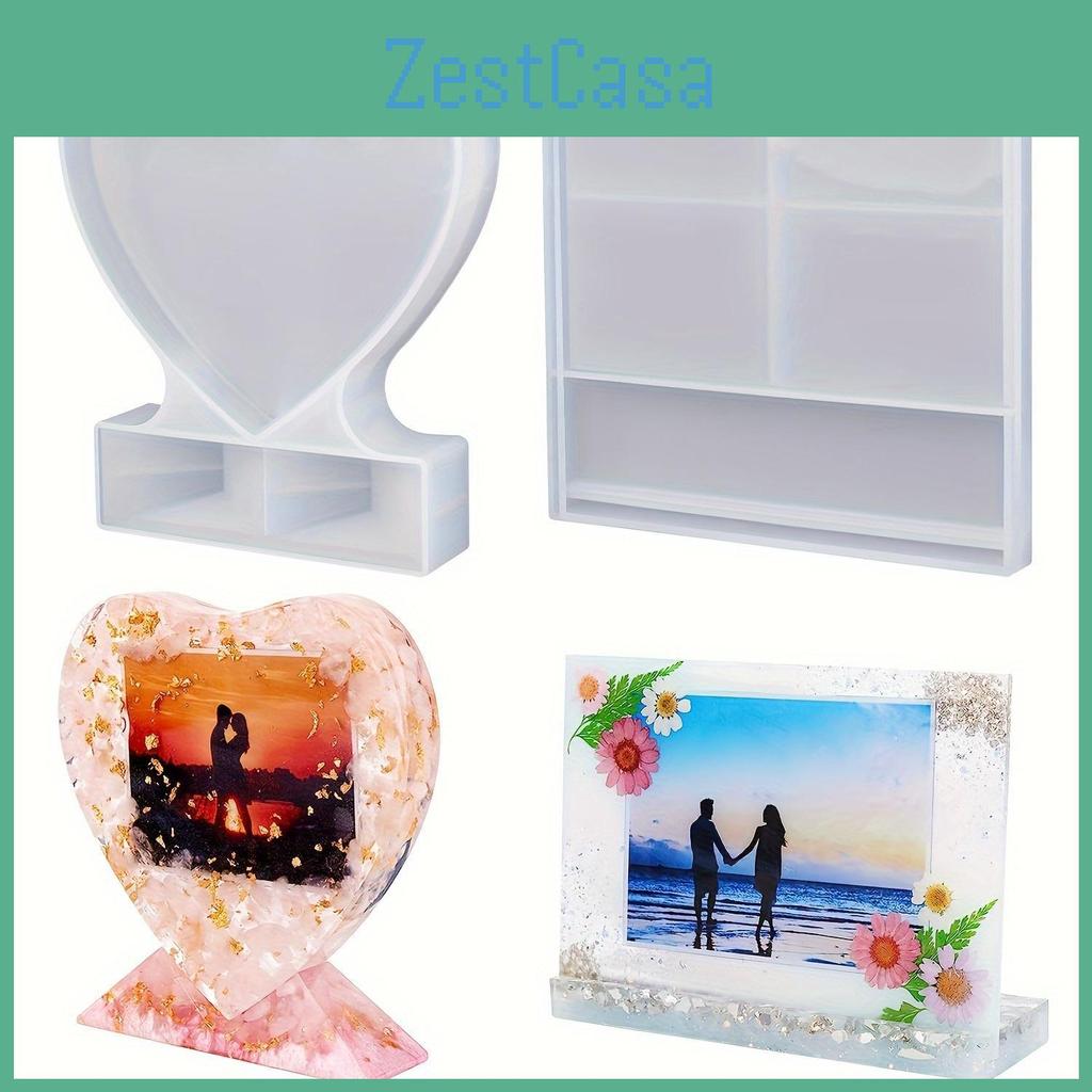 And Rectangle Moulds Resin 2pcs Heart Silicone Photo Frame Moulds For Diy Personalised Photo Silicone Tools For Souvenirs Handmade Crafts