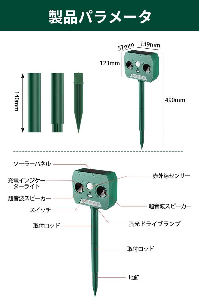 DODOGOD Animal Cat Animal Repellent New Highly Effective Pest Ultrasonic Solar Infrared 12m Detection Cat Bird Cat Pest Pest Dropping Bird IP65