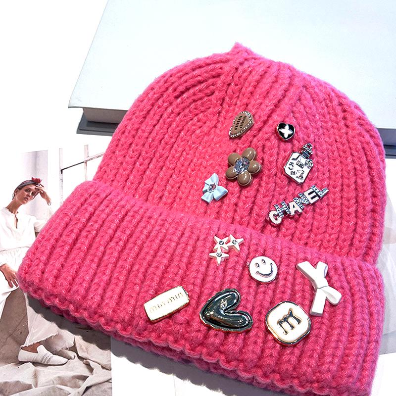 Winter Casual Warm Beanie Solid Color Female Caps Fashion Cute Knitted  Bonnet Caps