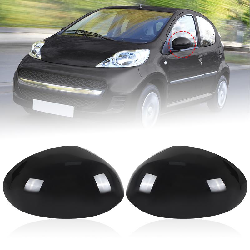Side Mirror Cover Caps For Toyota Aygo 107CC Citroen C1 2006 2007 2008 2009 2010 2011-2014 Glossy Black Rear View Mirror Cap