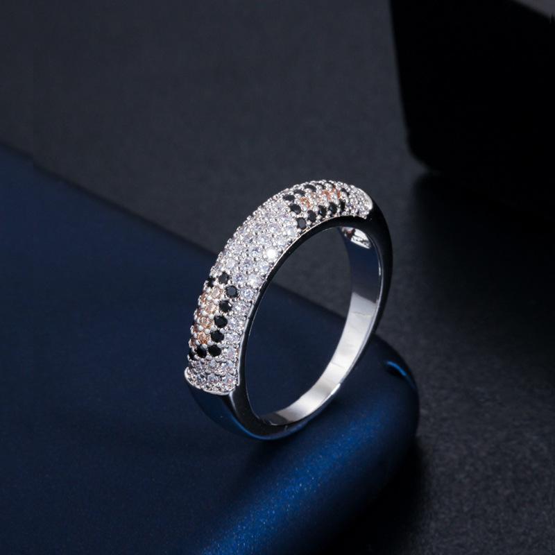J0106 Simple And Exquisite Zircon Ring Full Of Diamonds, Environmentally Friendly Copper Electroplating Color Retention Jewelry