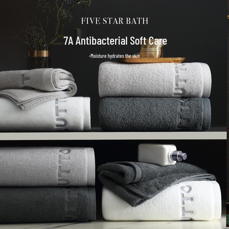7A Antibakterielles reines Baumwolltuch - Saugfähig, fusselfrei, verdicktes Gesichts- und Körperhandtuch für Erwachsene