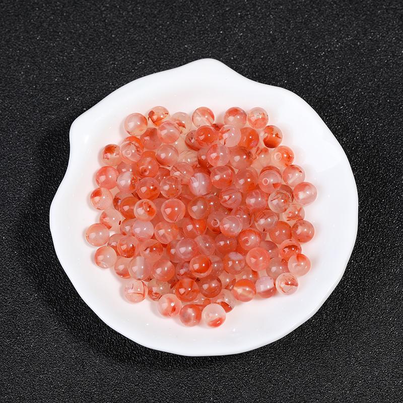 Cherry Red Ice-Veined Nan Hong Agate Bead Bracelet for Men and Women Ice Veined Nan Hong Agate ~4mm/10 beads