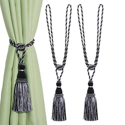 1&2Pcs Decorative Curtain Tiebacks Handmade Elegant Rope Ties Tassels Holdbacks for Drapes Decor Room Accessories Curtain Holder