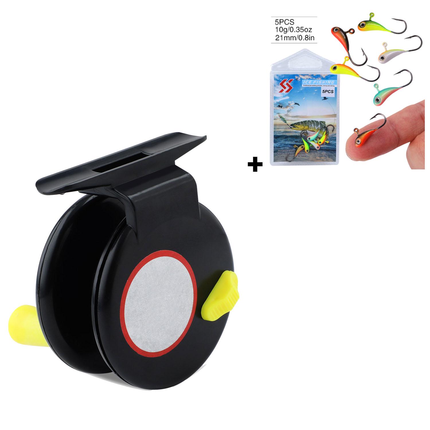 

Котушка для підлідної риболовлі з 5 приманками для підлідної риболовлі Зимові види спорту на свіжому повітрі для коропа Інструменти для підлідної риболовлі чорний