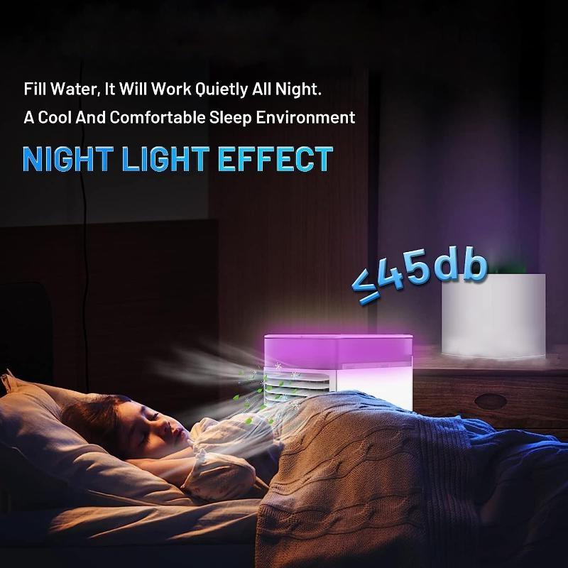 Aer condiționat personal portabil, Aer condiționat mic răcitor de aer cu 3 viteze ale vântului, ventilator AC mobil pentru birou pentru dormitor acasă