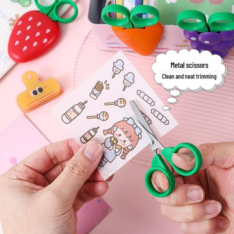 Colorful Kids' Round-Head Craft Scissors with Magnetic Closure